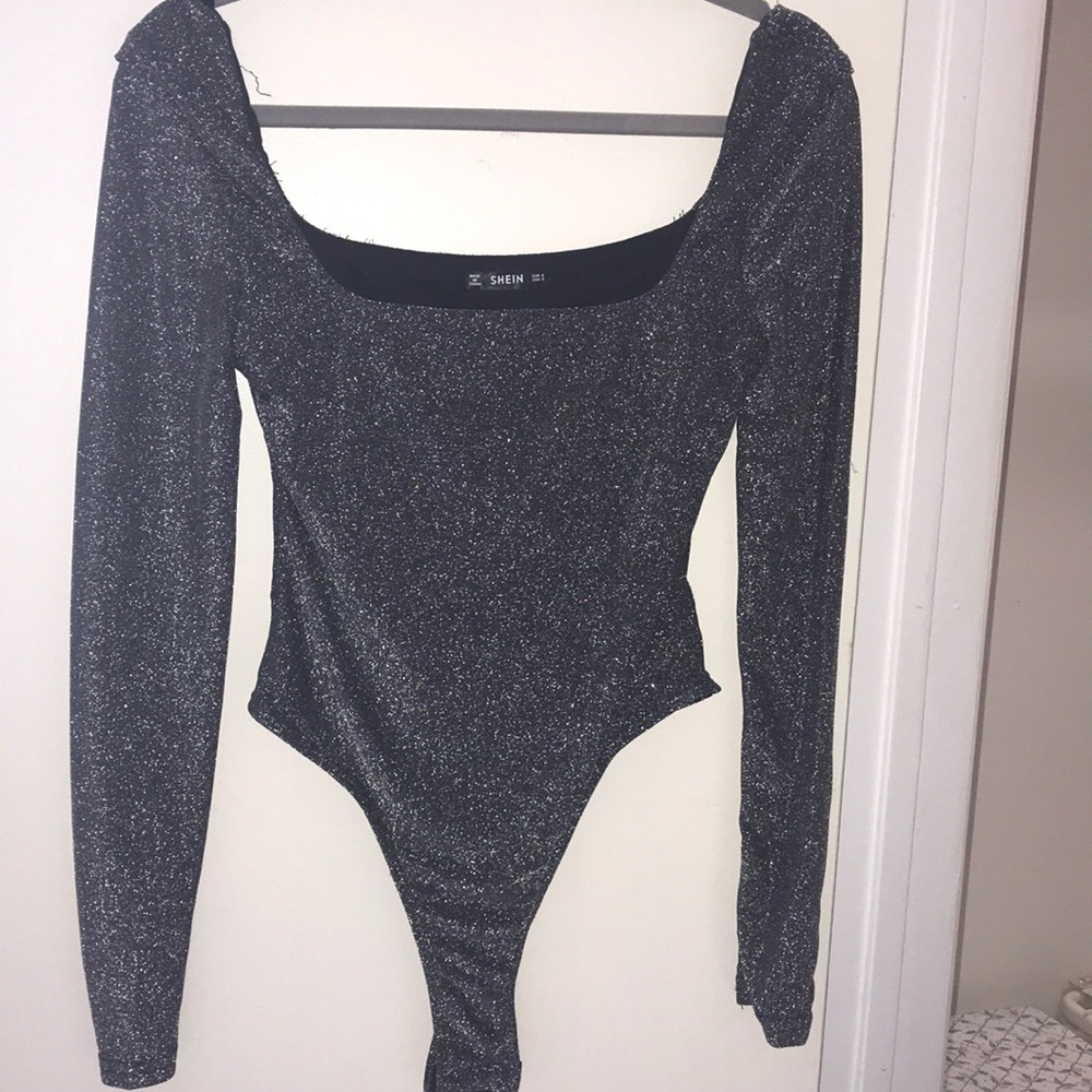 Black/ silver Glitter body suit.